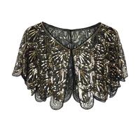 Zgehnao Chales de encaje de lentejuelas, chales de encaje con lentejuelas, estilo palacio, chales para mujer, protector solar, ahueca, capa para viajes y compras, dorado, See dimensional drawing