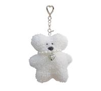 Zgehnao - Colgante de bolsas con colgante de oso de peluche con collar de perlas para mujer, colgante de teléfono celular, suave algodón PP y peluche para teléfonos