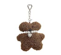 Zgehnao - Colgante de bolsas con colgante de oso de peluche con collar de perlas para mujer, colgante de teléfono celular, suave algodón PP y peluche para teléfonos