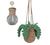 Zgehnao Colgante de coche con diseño único de plantas de ganchillo, botella aromática recargable, excelente decoración interior del vehículo para los amantes de la naturaleza