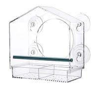 Zgehnao Comedero acrílico para pájaros, con ventosas, transparente, grande, para exteriores