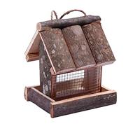 Zgehnao Comedero colgante para pájaros silvestres, comedero de madera para pájaros con techo, evita el agua, decoración del hogar