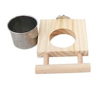 Zgehnao Comedero para loros para jaula colgante de pájaros con cuenco de acero inoxidable para alimentos y agua, tazas de alimentación con plataforma de percha