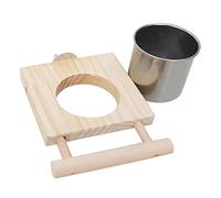 Zgehnao Comedero para loros para jaula colgante de pájaros con cuenco de acero inoxidable para alimentos y agua, tazas de alimentación con plataforma de percha