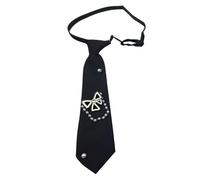 Zgehnao Corbata para mujer, elegante lazo con perlas y cadena preatada, uniforme japonés, ajustable, corbata para mujeres y niñas, Negro, 28 cm