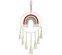 Zgehnao Decoración de jardín de infantes, borlas tejidas a mano, tapiz de arco iris, decoración para habitación de niños, accesorios de suministros de guardería