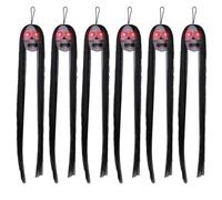 Zgehnao - Decoraciones de festivales, calavera colgante de Halloween, decoración de interior, cabello largo, brillante, calavera, decoración de habitación, 6 unidades