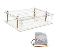 Zgehnao Funda acrílica para placa Banana PiR4, carcasa transparente y ventilador de refrigeración integrado 3D GPU caja de protección