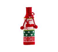 Zgehnao Fundas para botellas de vino, hechas a mano, con temática navideña, suéter de punto para el hogar, fiesta, hotel, restaurante, alce, muñeco de nieve