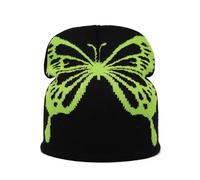 Zgehnao Gorro unisex de calavera para actividades al aire libre, sombrero con sombrero de mariposa, gorro unisex, gorro tejido de calavera, gorras de los años 2000, color verde