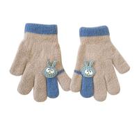Zgehnao Guantes cálidos para niños pequeños, guantes gruesos de dibujos animados, guantes de dedo completo, guantes forrados de invierno para niños pequeños, beige, Length about 15cm, palm width about