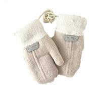 Zgehnao Guantes de invierno para niñas, guantes de invierno de dibujos animados, color sólido, guantes gruesos y cálidos, guantes de punto, guantes peludos con forro de felpa para niños pequeños