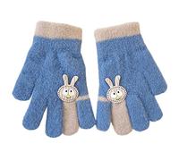 Zgehnao Guantes para niños pequeños, guantes cálidos gruesos de dibujos animados, guantes de dedo completo, guantes forrados de invierno para niños pequeños, azul, Length about 15cm, palm width about