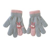 Zgehnao Guantes para niños pequeños, guantes cálidos gruesos de dibujos animados, guantes de dedo completo, guantes forrados de invierno para niños pequeños, gris, Length about 15cm, palm width about