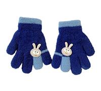 Zgehnao Guantes para niños pequeños, guantes cálidos gruesos de dibujos animados, guantes de dedo completo, guantes forrados de invierno para niños pequeños, azul marino, Length about 15cm, palm width