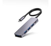 Zgehnao Hub USB de aleación de aluminio de 4 puertos con 4 adaptadores USB 3.0 tipo C de 5 Gbps, 100 W, carga tipo C para dispositivos tipo C y USB