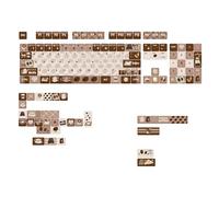 Zgehnao Juego de 131 teclas sublimadas por calor, color marrón café para teclados mecánicos