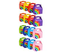 Zgehnao Juego de 16 cajas de papel a granel con asa, caja de cartón reciclable para regalos pequeños, caja colorida para fiestas