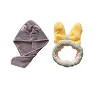 Zgehnao Juego de 2 toallas de secado de pelo con diadema de absorción rápida para lavar la cara