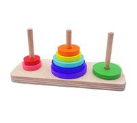 Zgehnao Juguete de rompecabezas de loro, anillos apilables coloridos para educación de pájaros, inteligencia, entrenamiento, mesa, juguete masticable de madera para pájaros