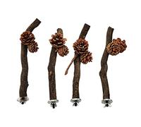 Zgehnao Juguete para pájaros de madera natural de vid, perca para loros, jaula de madera con conos de pino para mascotas