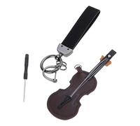 Zgehnao Llavero colgante, llavero de cuero vintage para violín y guitarra, llavero de instrumento musical en miniatura, accesorio colgante para los amantes de la música, Violín, Length: about 14cm