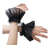 Zgehnao Mangas acampanadas, puños de muñeca extraíbles, puños acampanados para sudadera con capucha, suéter, adornos de manga falsa, mangas desmontables, puños de tul, Negro, Length: about 9cm