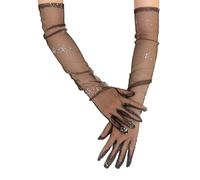 Zgehnao Mangas largas, guantes largos transparentes para mujer, guantes de fiesta, guantes ceremoniales, guantes de codo de noche, baile, fiesta, vestir, mangas de brazo, Negro, See dimensional