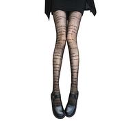 Zgehnao Medias de malla para mujer, con letras transparentes, estampadas, con abertura en la entrepierna, elásticas, traslúcidas, Negro, 10-15 Short