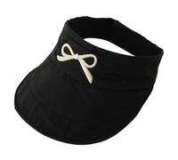 Zgehnao Sombrero de ala ancha para niños, sombrero vacío de secado rápido para exteriores, sombrero de sol ajustable con lazo bordado decorativo, Negro, 5-6
