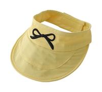 Zgehnao Sombrero de ala ancha para niños, sombrero vacío de secado rápido para exteriores, sombrero de sol ajustable con lazo bordado decorativo, amarillo, 5-6