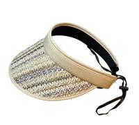Zgehnao Sombrero de ala ancha vacía para el día caluroso, sombrero de paja para escapadas a la playa, sombrero para adolescentes, mujeres, picnics, camping al aire libre, gris claro, 5-6
