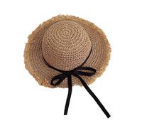 Zgehnao - Sombrero de paja tejido a mano para niños y niñas, sombrero de primavera a prueba de sol, sombrero de Panamá, sombrero de playa para niños, foto de viaje, sombrero de sol, color caqui