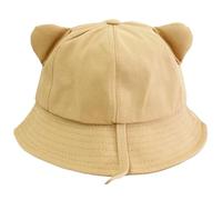 Zgehnao Sombrero de pescador con orejas de gato, color liso, cómodo, para adultos, niños, vacaciones, primavera, resistente al sol, sombrero de pescador, Caqui, Aldult, 5-8