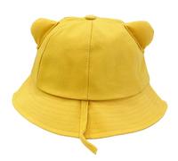 Zgehnao Sombrero de pescador con orejas de gato, color liso, cómodo, para adultos, niños, vacaciones, primavera, resistente al sol, sombrero de pescador, Amarillo, niño, 5-8