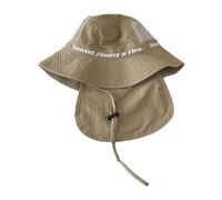 Zgehnao Sombrero de pescador de secado rápido para niños, para deportes al aire libre, sombrero de pescador con cuello para niños, para días calurosos, primavera, resistente al sol, caqui, 5-8