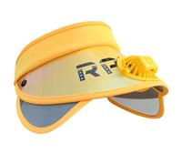 Zgehnao Sombrero de sol, sombrero de ventilador de velocidad ajustable para niña y niño, sombrero de protección solar para niños, sombrero de ventilador refrescante con alas extendidas, amarillo, 5-6