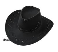 Zgehnao Sombrero de vaqueras transpirable de color liso para adultos y niños, resistente al desgaste, sombrero de vaqueras para niños, para exteriores, resistente al sol, Negro, versión para adultos