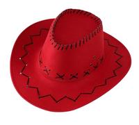 Zgehnao Sombrero de vaqueras transpirable de color liso para adultos y niños, resistente al desgaste, sombrero de vaqueras para niños, para exteriores, resistente al sol, Rojo, versión para adultos, 5