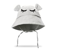 Zgehnao Sombrero para niños, sombrero de pescador para bebé, oso tímido, sombrero de algodón para guardería, gorro para guardería, gris, 5-8