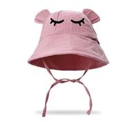 Zgehnao Sombrero para niños, sombrero de pescador para bebé, oso tímido, sombrero de algodón para guardería, gorro para guardería, Pasta de frijoles profundos, 5-8