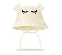Zgehnao Sombrero para niños, sombrero de pescador para bebé, oso tímido, sombrero de algodón para guardería, gorro para guardería, beige, 5-8