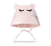 Zgehnao Sombrero para niños, sombrero de pescador para bebé, oso tímido, sombrero de algodón para guardería, gorro para guardería, rosa claro, 5-8