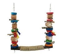 Zgehnao Soporte de madera natural para pájaros con coloridos ganchos de metal para jaula para pájaros pequeños