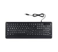 Zgehnao Teclado LED USB de 104 teclas, teclado de computadora de impresión grande, adecuado para personas mayores y visualmente para personas mayores