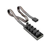 Zgehnao Ventilador de chasis de CPU de computadora de escritorio de 4 pines Pwm Hub de 1 a 5 4 pines, controlador de temperatura, divisor de cable de extensión de alimentación