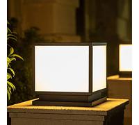ZGGYA Faro De Columna De Puerta Cuadrada Exterior E27 Lámparas De Poste Para Exteriores Impermeable IP65 Pantalla De Lámpara De Acrílico Luces De Pilar Pared De Jardín Luces De Poste De Patio Farola