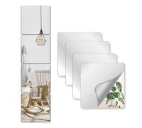ZGGZHeim 4 Piezas Espejo Adhesivo de Pared,Espejos Adhesivos Flexibles Acrílicos sin Marco,Lamina Espejo Autoadhesiva para Decoración Hogar,Dormitorio,Baño,Puerta Armario,Grande de Pared,20x20cm