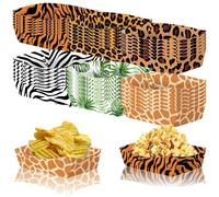 Zghhc 24 Uds. Bandejas De Papel para Comida, Animales De Selva, Bandejas para Servir Comida En Fiestas, Barcos, Bandejas para Aperitivos, Nachos, Taco para Fiesta De Cumpleaños
