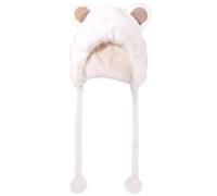 Zghhc Gorro 2 En 1 con Orejeras, Bonito Gorro De Peluche De Animal, para Disfraz De Cosplay, Gorro Mullido, Gorros De Mujer con Orejas De Oso, Bufanda De Otoño E Invierno para Mujer.